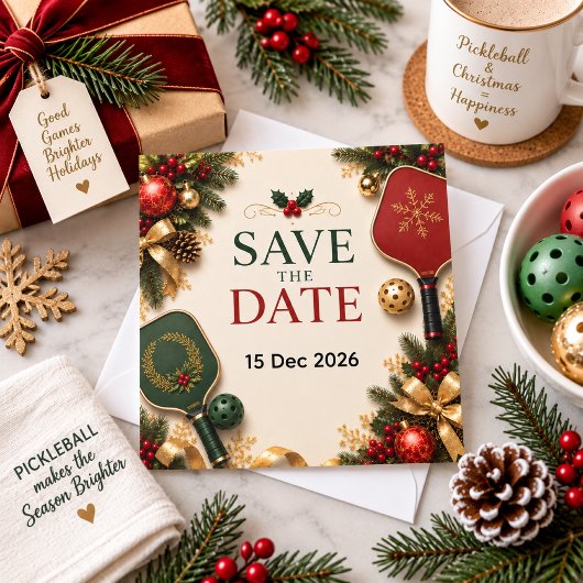 Save The Date Pickleball thème Noël 