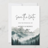 Save The Date Pics verdoyants Forêt brumeuse Aquarelle (Devant)