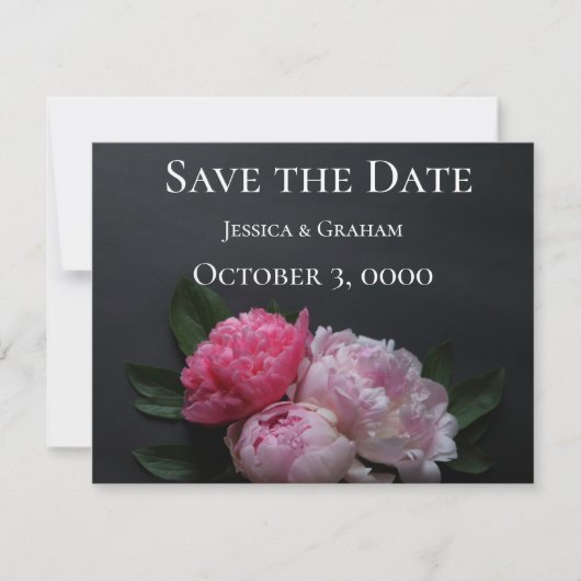 Save The Date Pies roses sur arrière - plan foncé (Devant)