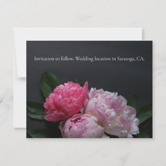 Save The Date Pies roses sur arrière - plan foncé (Dos)