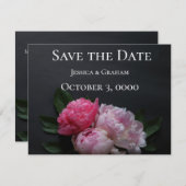 Save The Date Pies roses sur arrière - plan foncé (Devant / Derrière)