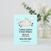 Save The Date Pig volant Enregistrer la date, Solid Back (Debout devant)