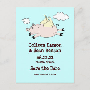 Save The Date Pig volant Sauvegardez la date, Solid Back