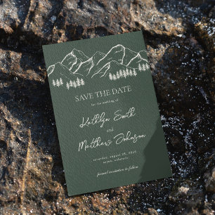 Save The Date Pin de montagne vert foncé Mariage extérieur