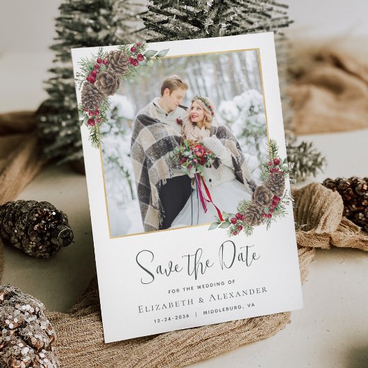 Save The Date Pin d'eau d'hiver Mariage de Noël Photo