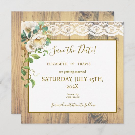 Save The Date Pin miel rustique (Devant / Derrière)