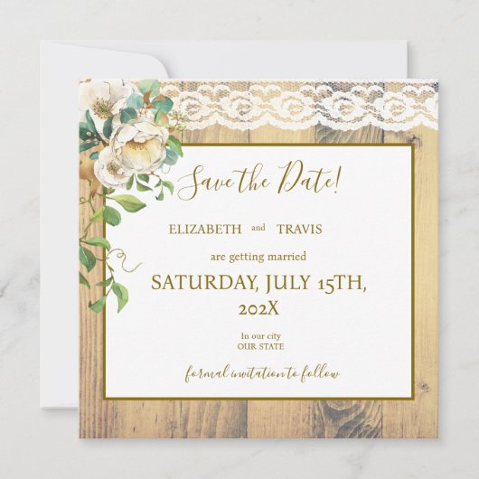 Save The Date Pin miel rustique (Devant)