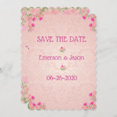 Save The Date Pinceau rose et Pêche (Devant / Derrière)