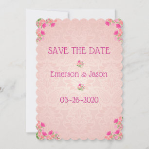 Save The Date Pinceau rose et Pêche