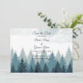 Save The Date Pine Arbre Aquarelle Forêt Mariage rustique (Debout devant)
