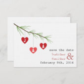 Save The Date Pine Bough Hearts Saint-Valentin Mariage Enregistr (Devant / Derrière)