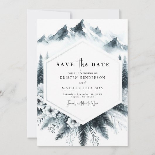 Save The Date Pine Editable Mountain Mariage (Devant)