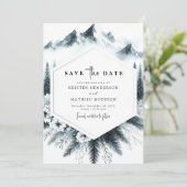 Save The Date Pine Editable Mountain Mariage (Debout devant)