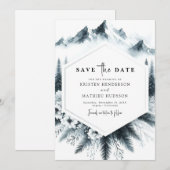 Save The Date Pine Editable Mountain Mariage (Devant / Derrière)