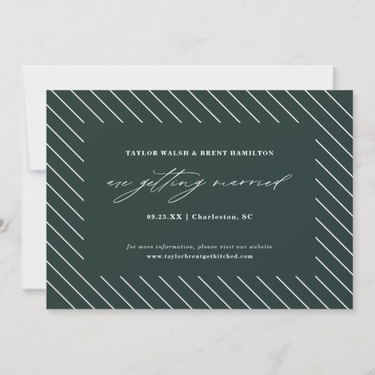 Save The Date Pine Green Calligraphy Script Photo Enregistrer la (Dos)