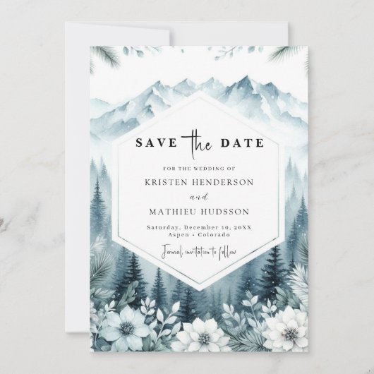 Save The Date Pine Romance Mountain Mariage (Devant)