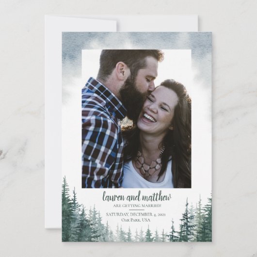 Save The Date Pine Tree Mariage rustique Enregistrer la date ave (Devant)