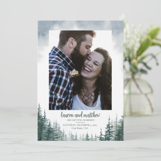 Save The Date Pine Tree Mariage rustique Enregistrer la date ave (Debout devant)