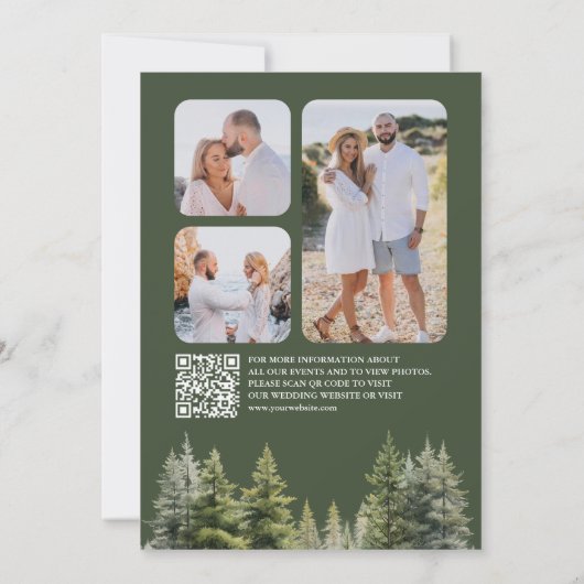 Save The Date Pine Trees Forêt Photo QR Code Mariage (Dos)