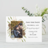 Save The Date Pinecones rustiques photo horizontale (Debout devant)