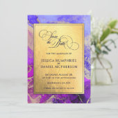 Save The Date Pink Abstrait violet à huile Mariage plat (Debout devant)