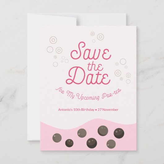 Save The Date Pink Axolotl Bubble Thé Par Thé Fête Anniversaire (Devant)