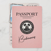 Save The Date Pink Bahamas Passport Enregistrer La Date (Devant / Derrière)