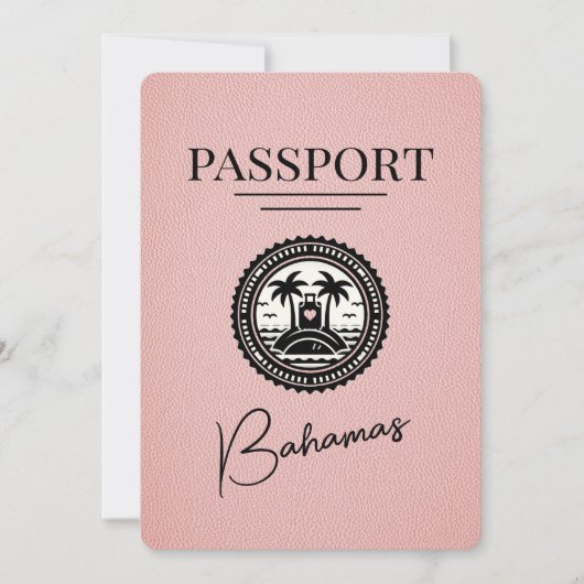 Save The Date Pink Bahamas Passport Enregistrer La Date (Devant)