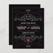 Save The Date Pink & Black Rock 'n' Roll Music Mariage à thème (Devant / Derrière)