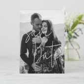 Save The Date Pink Black & White Modern Romantic Wedding Photo  (Debout devant)
