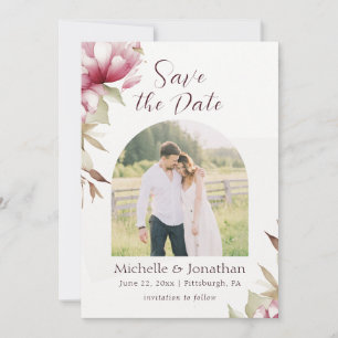 Save The Date Pink Blush Floral Photographie Bible Verse Mariage
