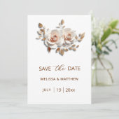 Save The Date Pink Blush Rose Gold Roses  3D Flowers (Debout devant)