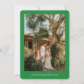 Save The Date Pink Cabana Stripes Palm Tree Monogram Wedding (Dos)