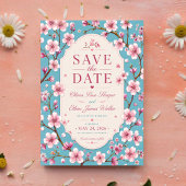 Save The Date Pink Cherry Blossom Romantic Spring Elegant Sakura