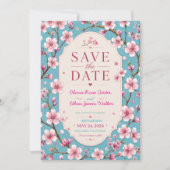 Save The Date Pink Cherry Blossom Romantic Spring Elegant Sakura (Devant)
