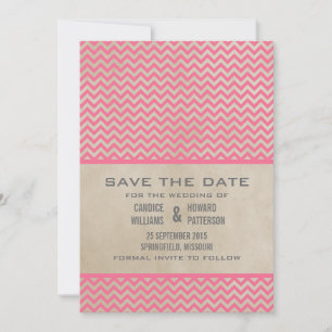 Save The Date Pink Chic Chevron Enregistrer l'Invitation de date