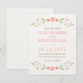 Save The Date Pink Country Floral Mariage (Devant / Derrière)