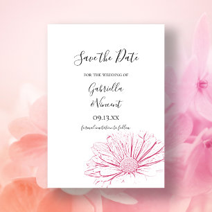 Save The Date Pink Daisy Effect Floral Wedding Enregistrer la da