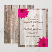Save The Date Pink Daisy Rustic Grange Enregistrer la date Annon (Devant / Derrière)