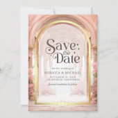 Save The Date Pink Floral Fairytale Castle Wedding (Devant)