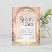 Save The Date Pink Floral Fairytale Castle Wedding (Debout devant)