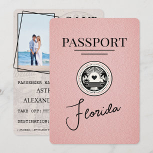Save The Date Pink Florida Passeport Enregistrer La Date