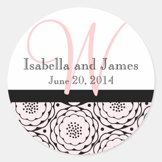 Save the Date Pink Flowers Bruiloft Sticker (Voorkant)