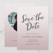 Save The Date Pink Glitt Enregistrer notre date mariage invitati (Devant / Derrière)
