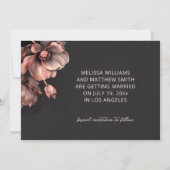 Save The Date Pink Metallic Flowers Black Wedding (Dos)