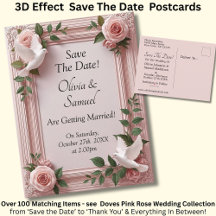 Save The Date - Pink Roses & Doves Wedding