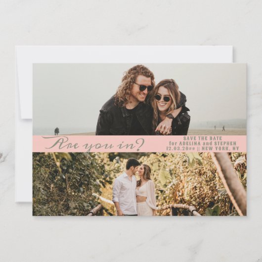 Save The Date Pink Sage Script simple Deux Galerie de photos COD (Devant)