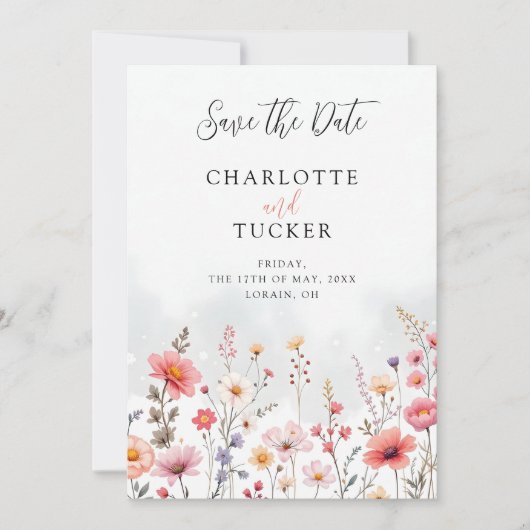 Save The Date Pink Shades Spring-Inspired Rustic Boho Romantic (Devant)
