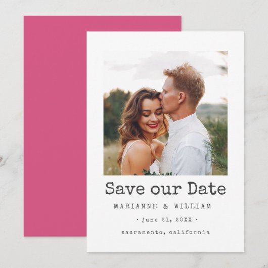 Save The Date Pink Simple CARRÉ Photo mariage enregistrer la dat (Devant / Derrière)