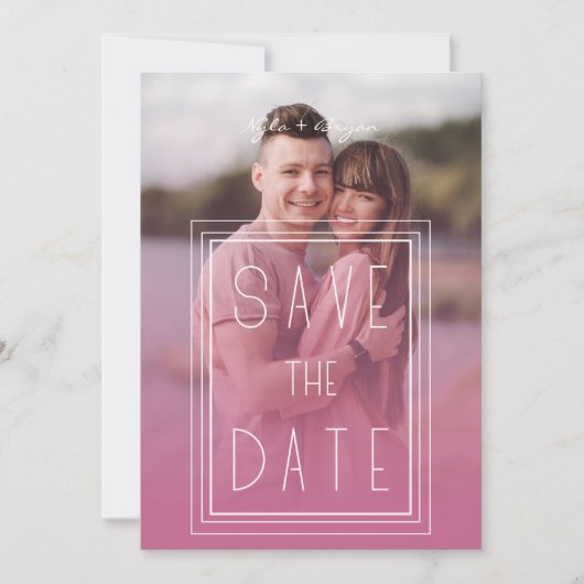 Save The Date Pink Transparency Effect 2 Photos Engagement (Devant)